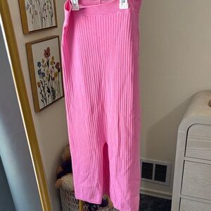 Free People Pink Ribbed Maxi Skirt